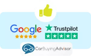 Mock Google & TrustPilot ratings with the Car Buying Advisor logo