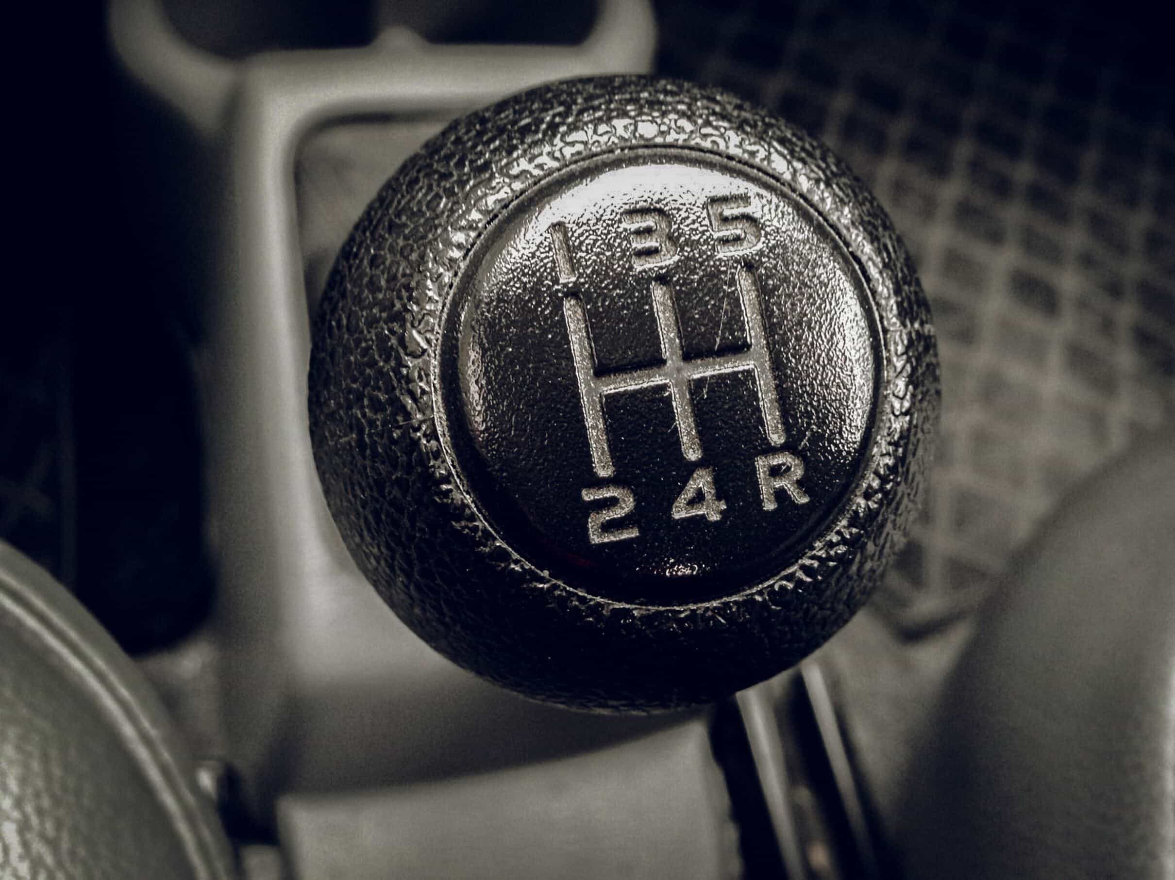Close-up of a Manual Gearbox - A detailed view of a manual gearbox with visible gears and shift pattern.
