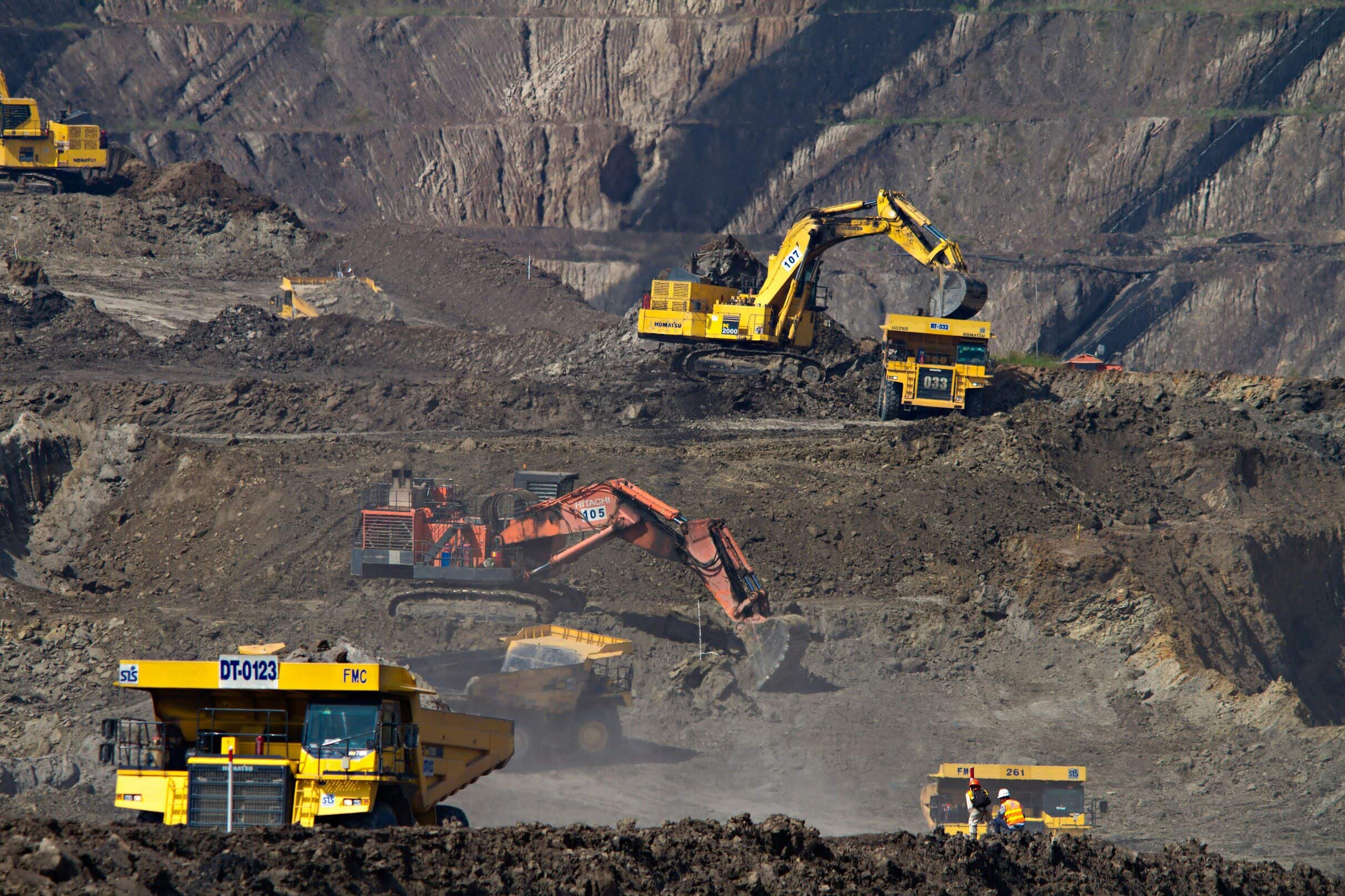 Heavy Machinery Excavating Coal - Industrial Mining Operation